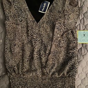 New short sleeve ruffle leopard print top